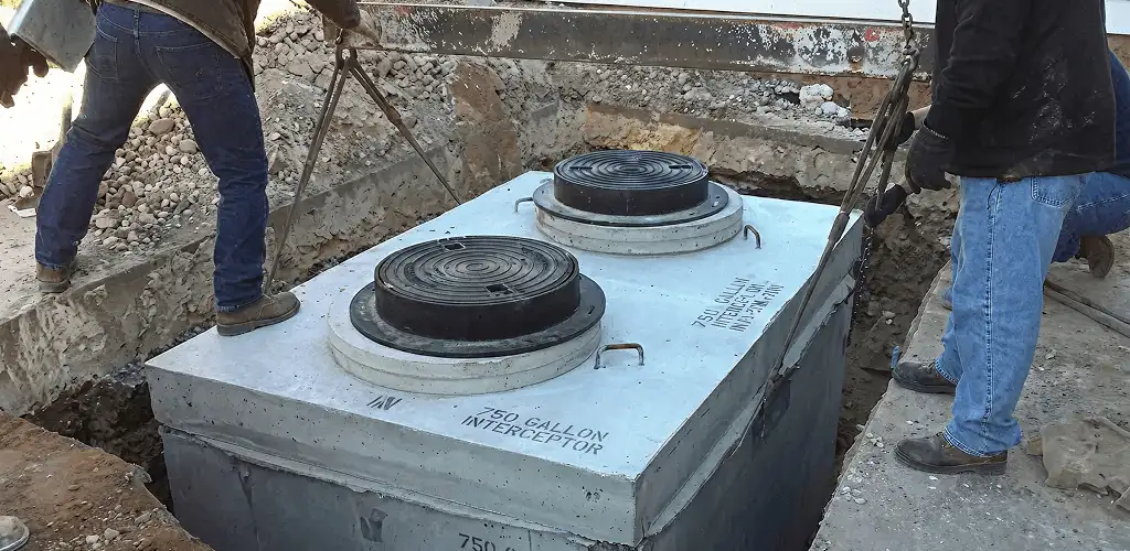 Grease trap installation for a commercial property drainage system in Eugene, OR
