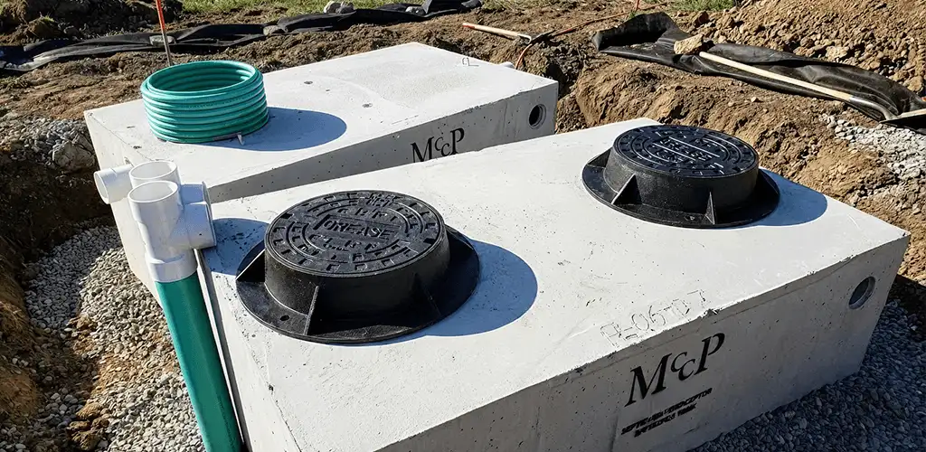 Grease trap installation unit set in place for drainage protection in Eugene, OR