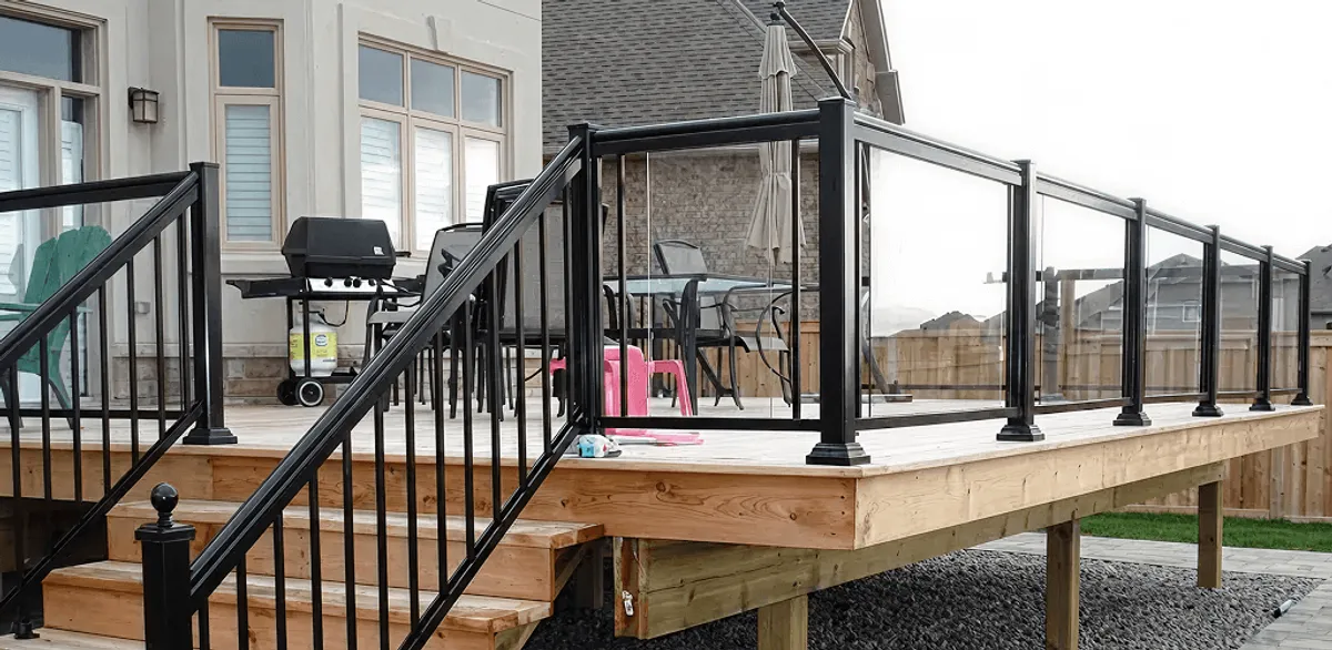 Handrail installation on a deck staircase for safety and code compliance in Eugene, OR