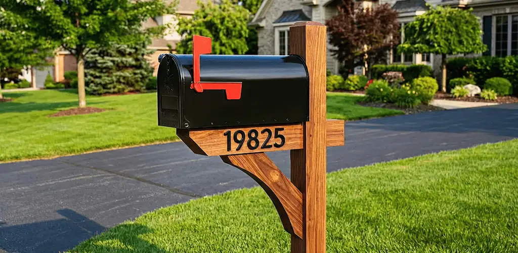 New mailbox installation with post and address number for a home in Eugene, OR